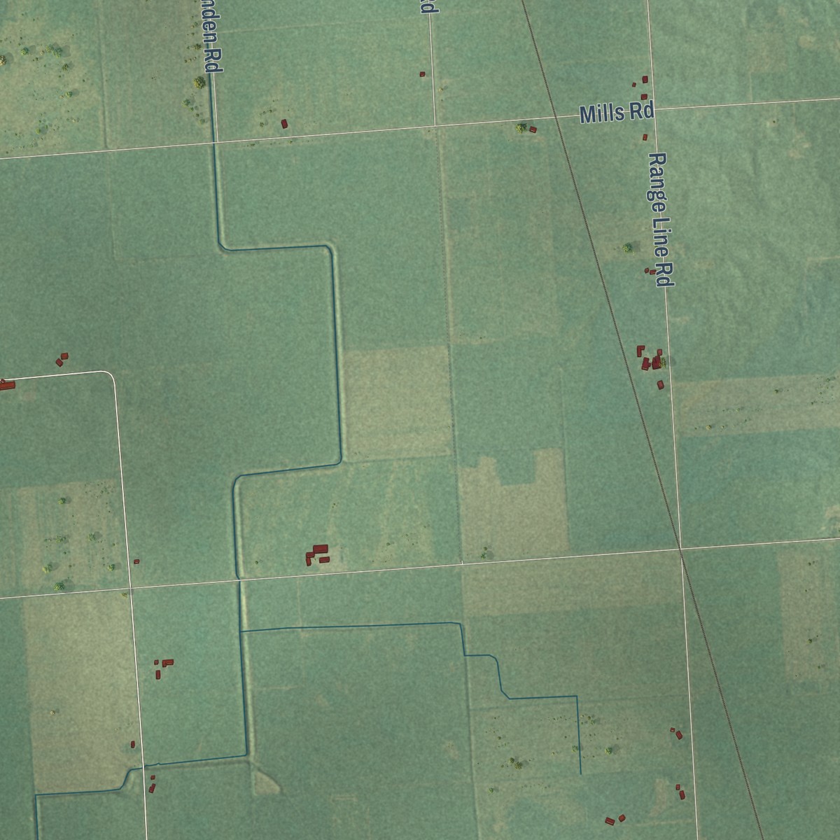 Second close-up of the map of Wheatland, Sanilac County, Michigan print showing more streets and buildings