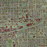 Second close-up of the map of Wheaton, Illinois print showing more streets and buildings