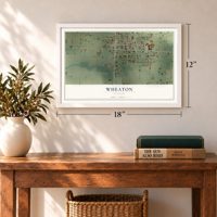 Wheaton, Missouri map, 12 x 18 inch print in a white frame in an entryway