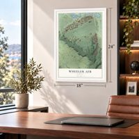 Wheeler AFB, Hawaii map, 18 x 24 inch print in a white frame in a home office