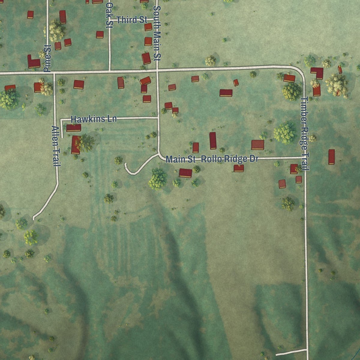 Second close-up of the map of White City, Illinois print showing more streets and buildings