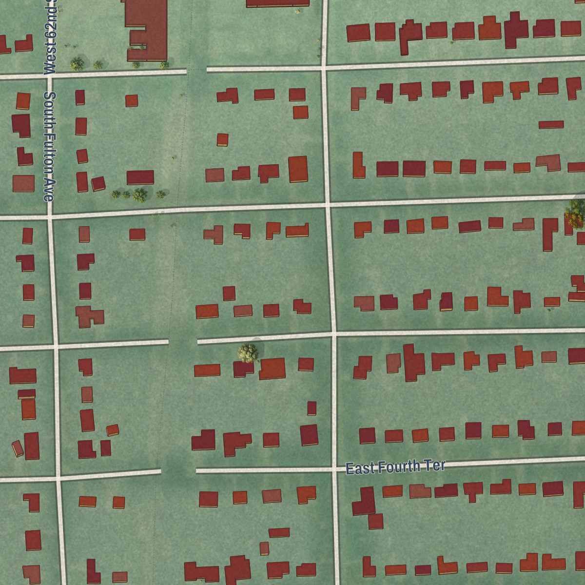 Second close-up of the map of White City, Oklahoma print showing more streets and buildings