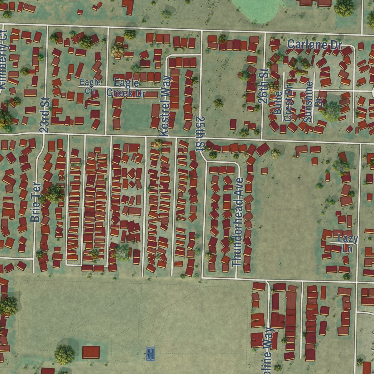 Second close-up of the map of White City, Oregon print showing more streets and buildings