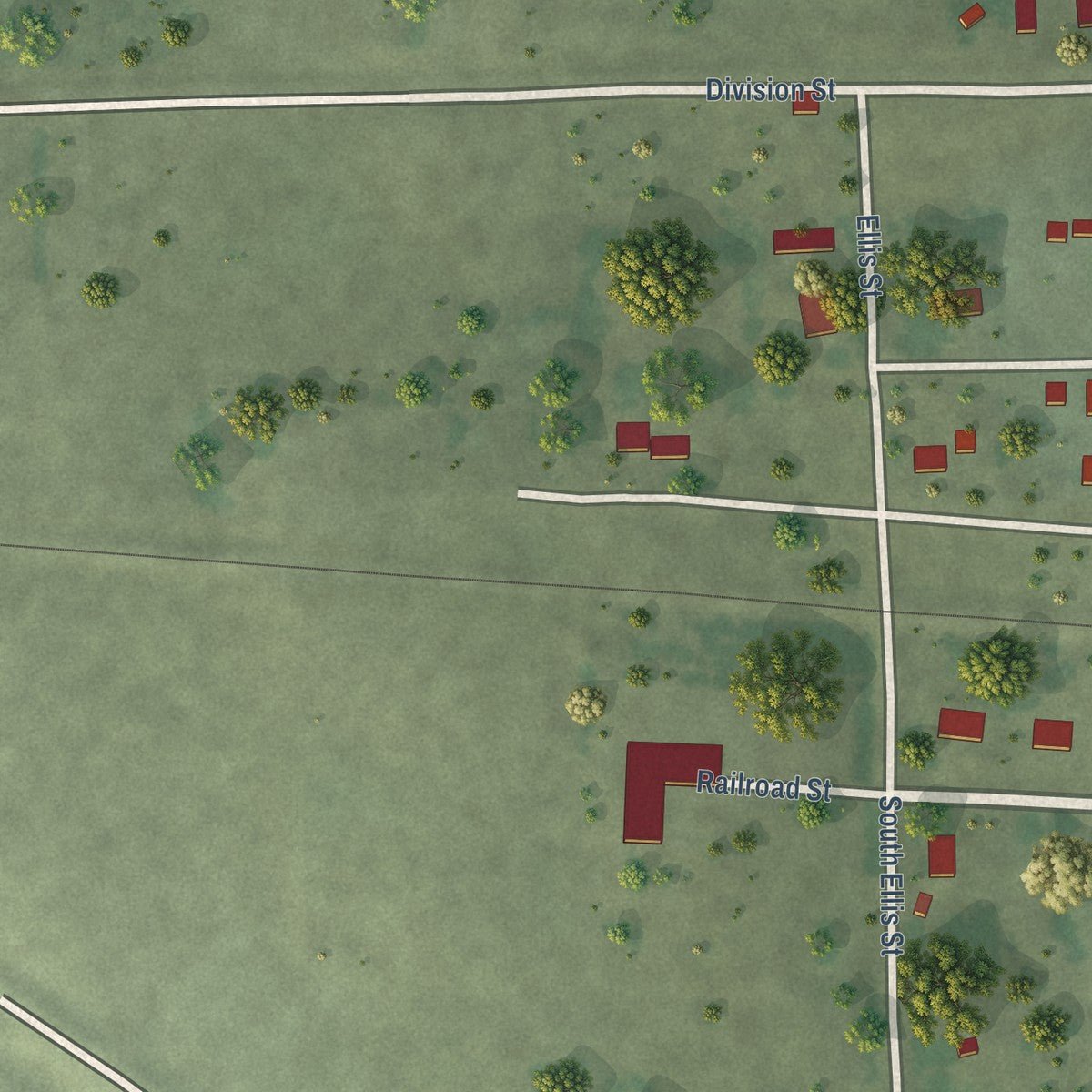 Second close-up of the map of White Lake, South Dakota print showing more streets and buildings