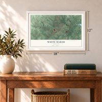White Marsh, Maryland map, 12 x 18 inch print in a white frame in an entryway