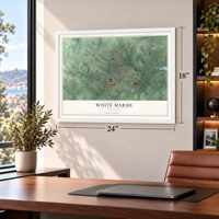 White Marsh, Maryland map, 18 x 24 inch print in a white frame in a home office