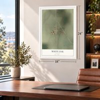White Oak, Missouri map, 18 x 24 inch print in a white frame in a home office