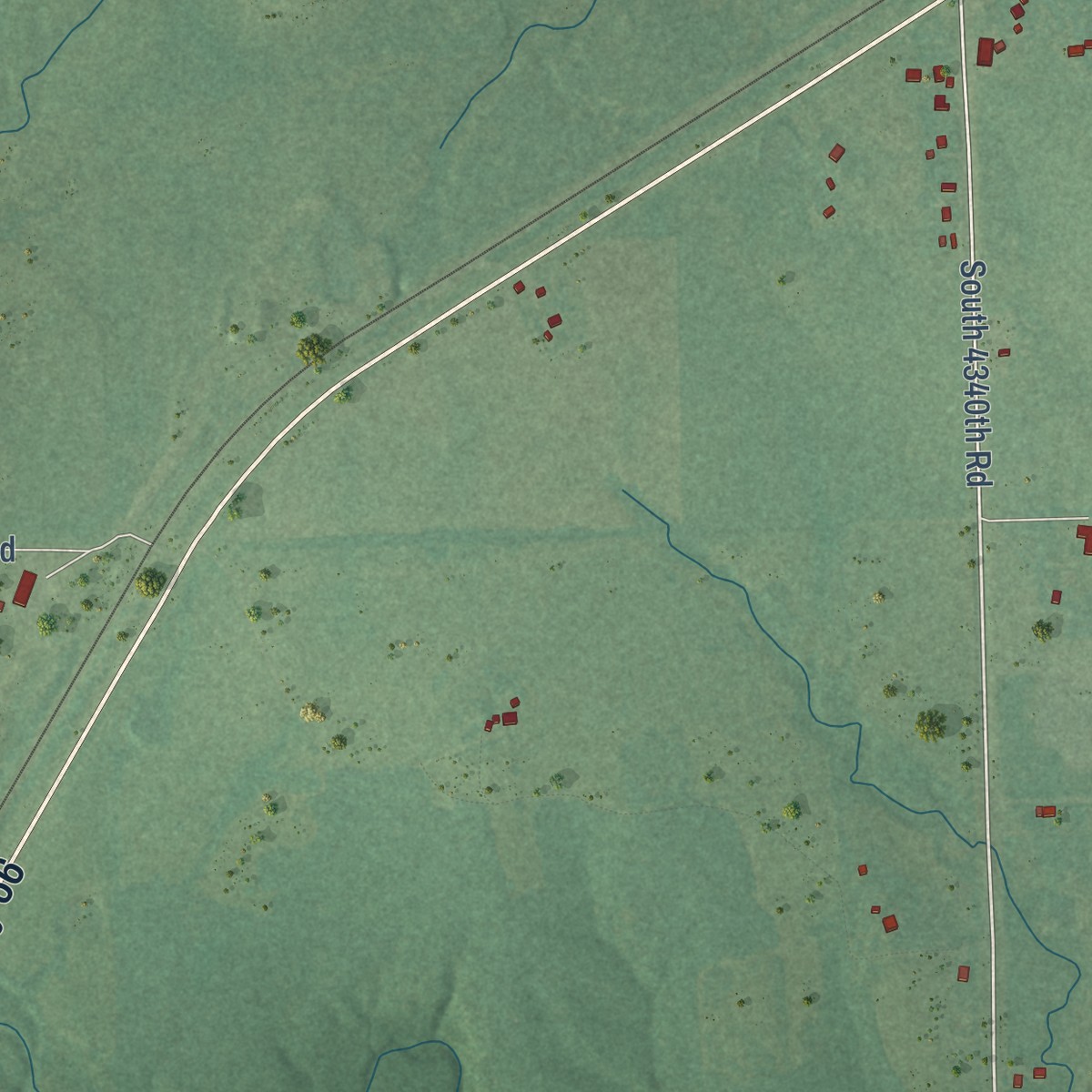 Second close-up of the map of White Oak, Oklahoma print showing more streets and buildings