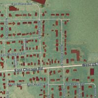 Second close-up of the map of White Pigeon, Michigan print showing more streets and buildings