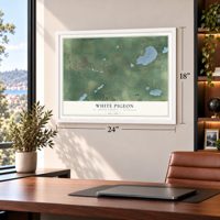 White Pigeon, St. Joseph County, Michigan map, 18 x 24 inch print in a white frame in a home office