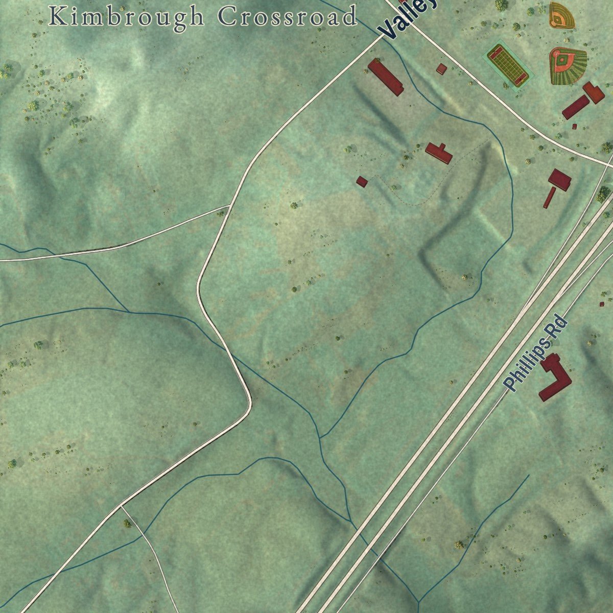 Second close-up of the map of White Pine, Tennessee print showing more streets and buildings