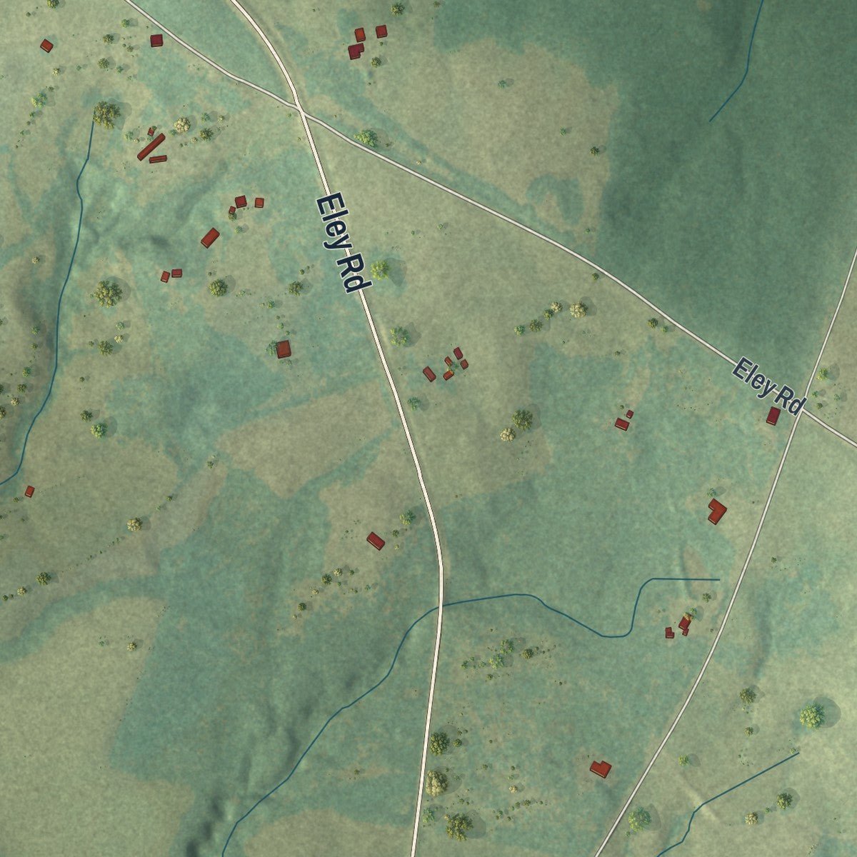 Second close-up of the map of White Plains, Georgia print showing more streets and buildings