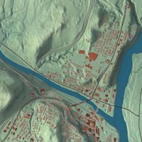Close-up of the map of White River Junction, Vermont print showing terrain and local geography