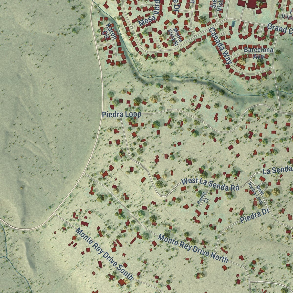 Second close-up of the map of White Rock, New Mexico print showing more streets and buildings
