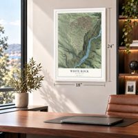 White Rock, New Mexico map, 18 x 24 inch print in a white frame in a home office