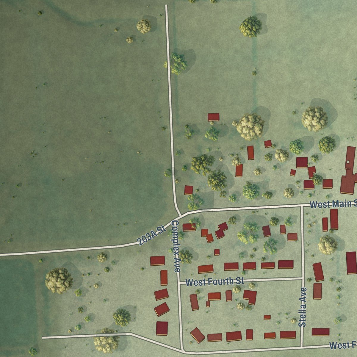 Second close-up of the map of White, South Dakota print showing more streets and buildings