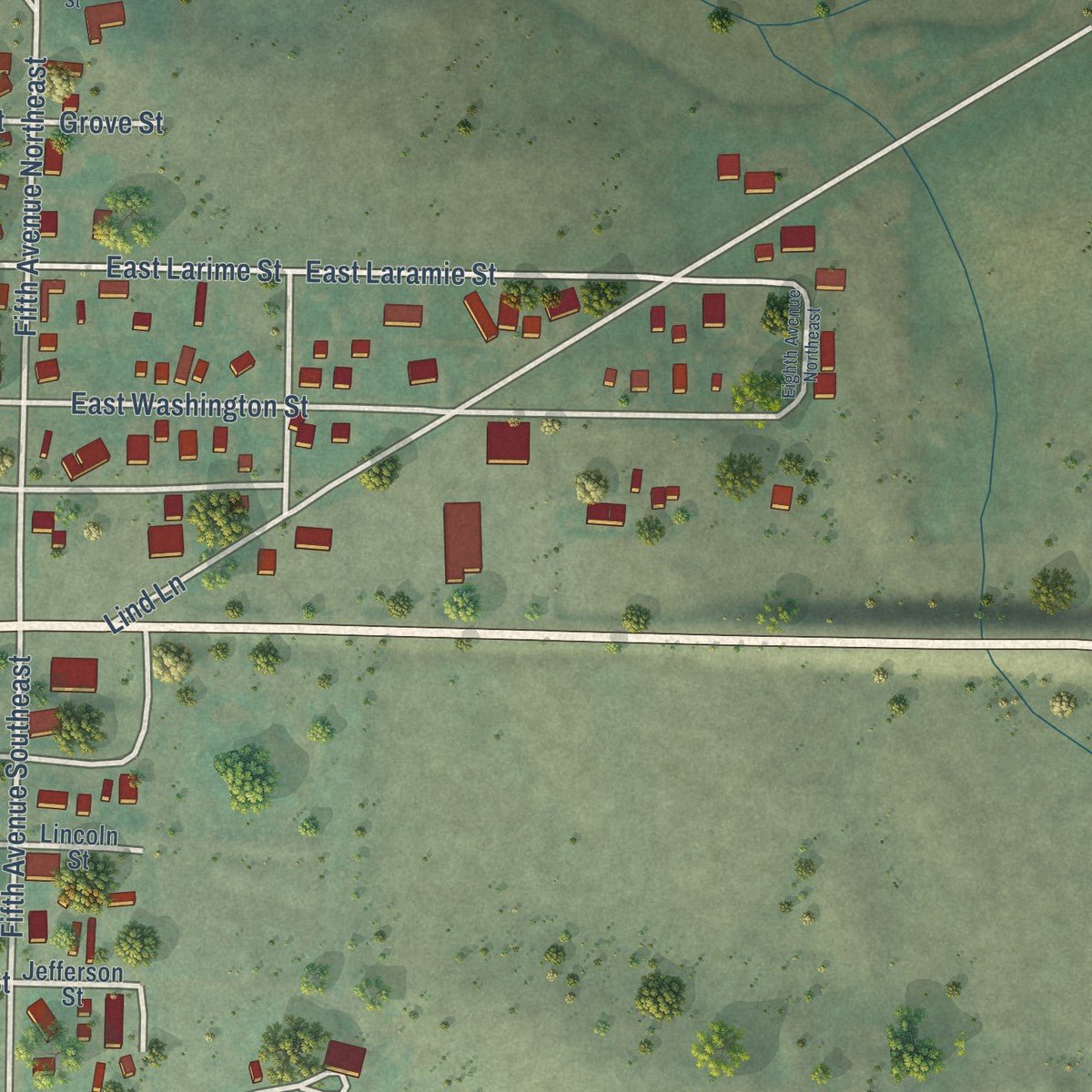 Second close-up of the map of White Sulphur Springs, Montana print showing more streets and buildings