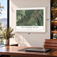 White Sulphur Springs, West Virginia map, 18 x 24 inch print in a white frame in a home office
