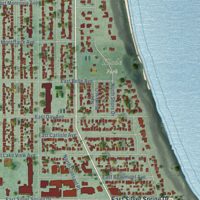 Second close-up of the map of Whitefish Bay, Wisconsin print showing more streets and buildings