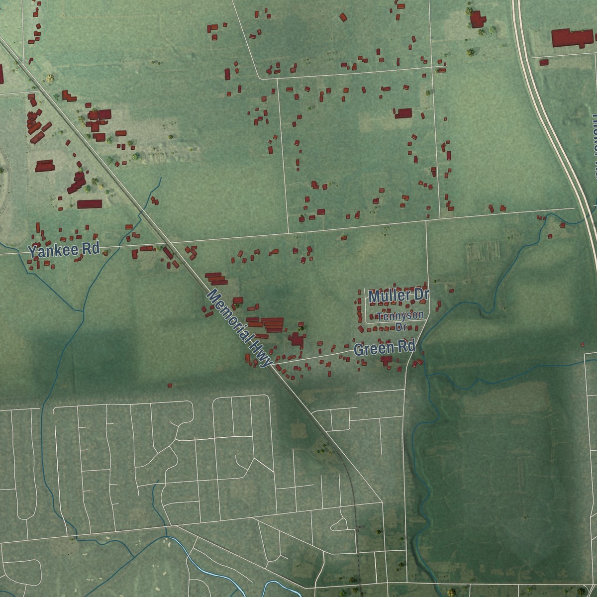 Second close-up of the map of Whiteford, Michigan print showing more streets and buildings