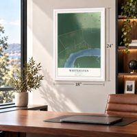 Whitehaven, Maryland map, 18 x 24 inch print in a white frame in a home office