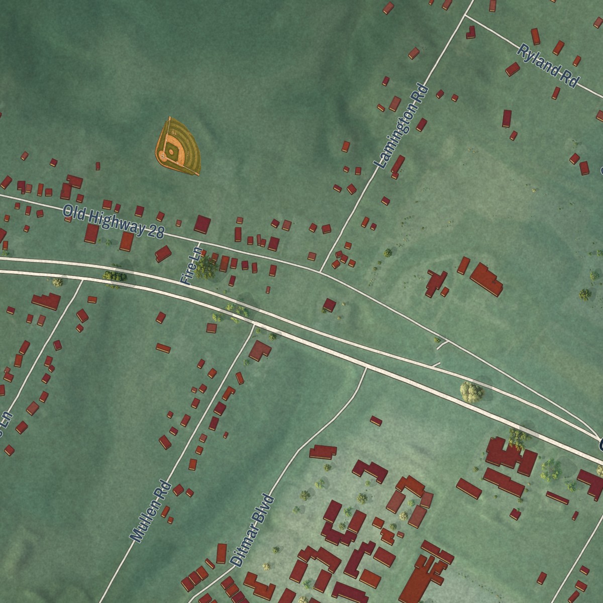 Second close-up of the map of Whitehouse, New Jersey print showing more streets and buildings