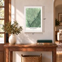 Whitesboro, Alabama map, 12 x 18 inch print in a white frame in an entryway