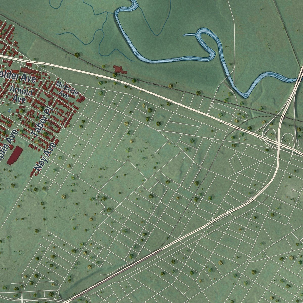 Second close-up of the map of Whitestown, New York print showing more streets and buildings