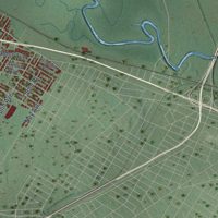 Second close-up of the map of Whitestown, New York print showing more streets and buildings