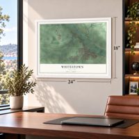 Whitestown, New York map, 18 x 24 inch print in a white frame in a home office