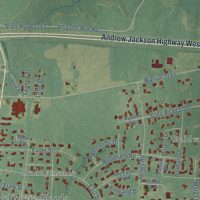 Second close-up of the map of Whiteville, North Carolina print showing more streets and buildings