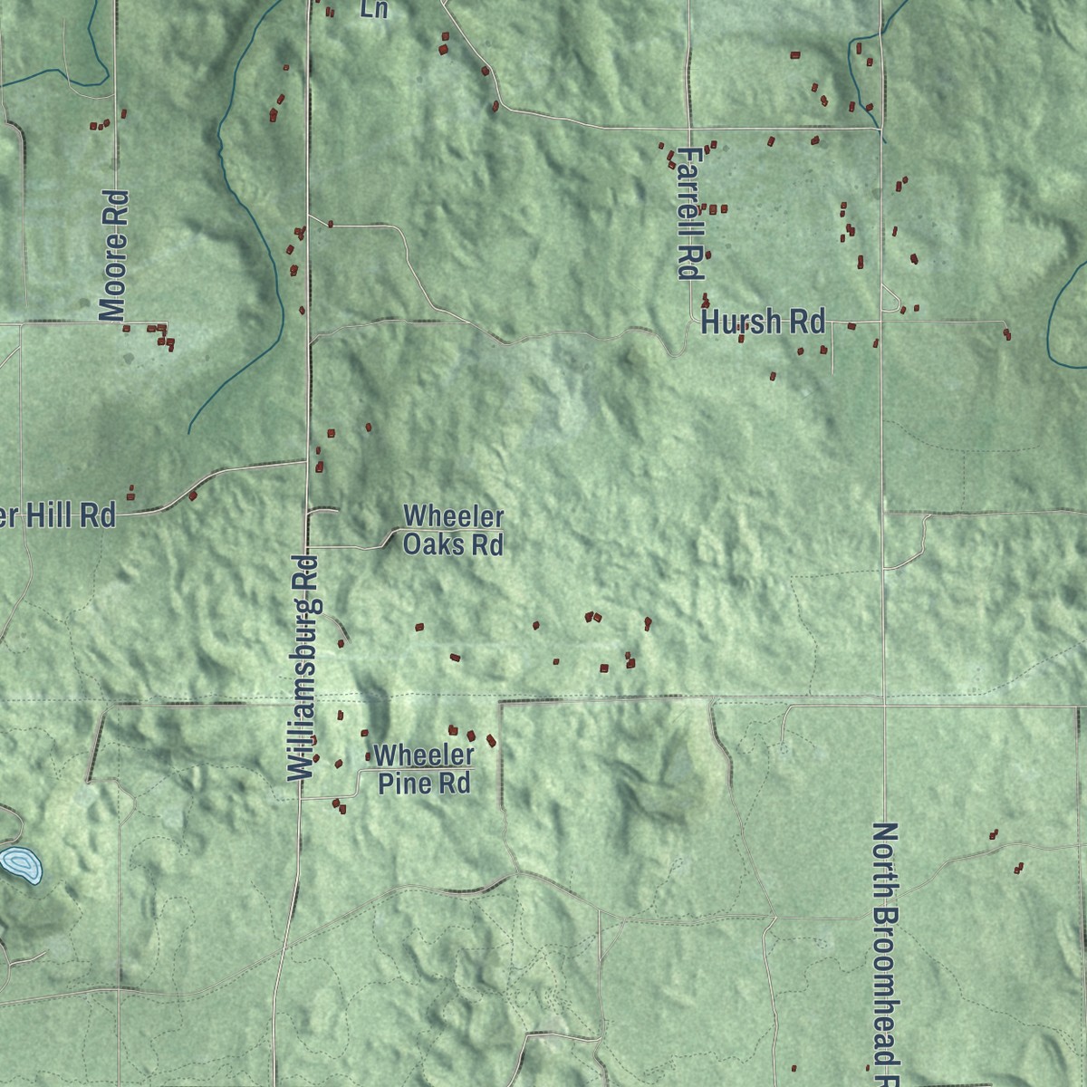Second close-up of the map of Whitewater, Michigan print showing more streets and buildings