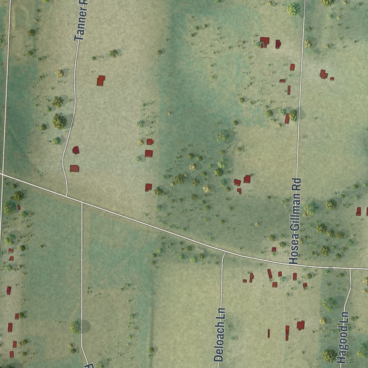 Second close-up of the map of Whitfield, Santa Rosa County, Florida print showing more streets and buildings