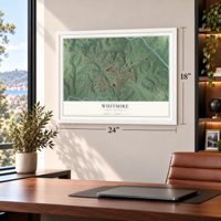 Whitmire, South Carolina map, 18 x 24 inch print in a white frame in a home office