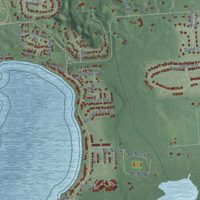Second close-up of the map of Whitmore Lake, Michigan print showing more streets and buildings