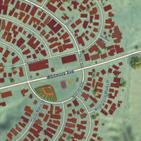 Second close-up of the map of Whitmore Village, Hawaii print showing more streets and buildings