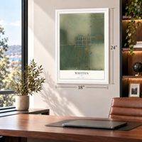 Whitten, Iowa map, 18 x 24 inch print in a white frame in a home office