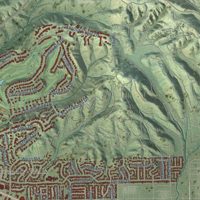 Second close-up of the map of Whittier, California print showing more streets and buildings