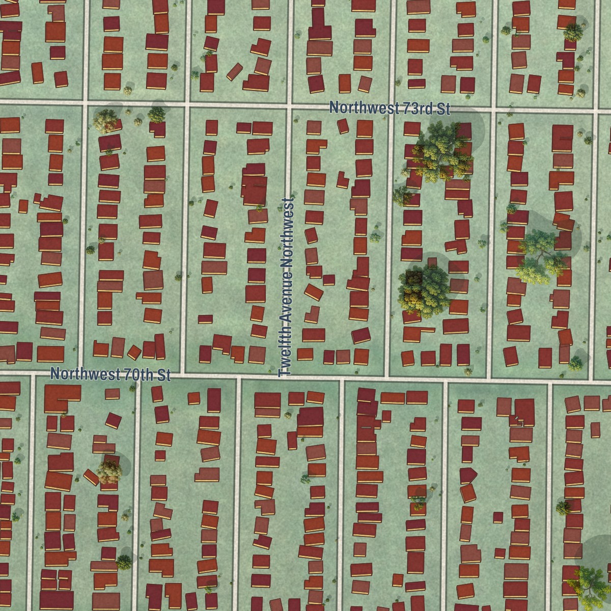 Second close-up of the map of Whittier Heights, Washington print showing more streets and buildings
