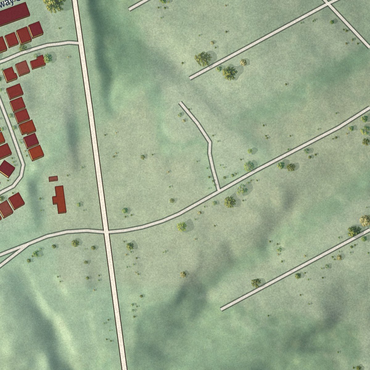 Second close-up of the map of Whittier Mill Village, Georgia print showing more streets and buildings