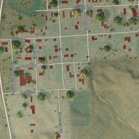 Second close-up of the map of Wibaux, Montana print showing more streets and buildings