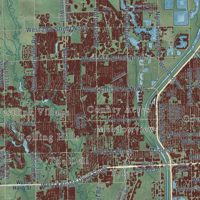 Second close-up of the map of Wichita, Kansas print showing more streets and buildings