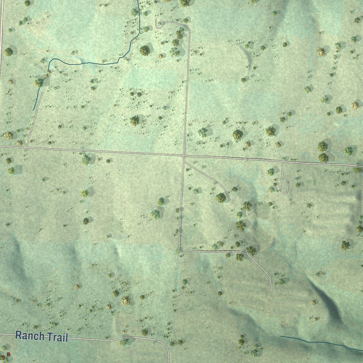 Second close-up of the map of Wiederkehr Village, Arkansas print showing more streets and buildings