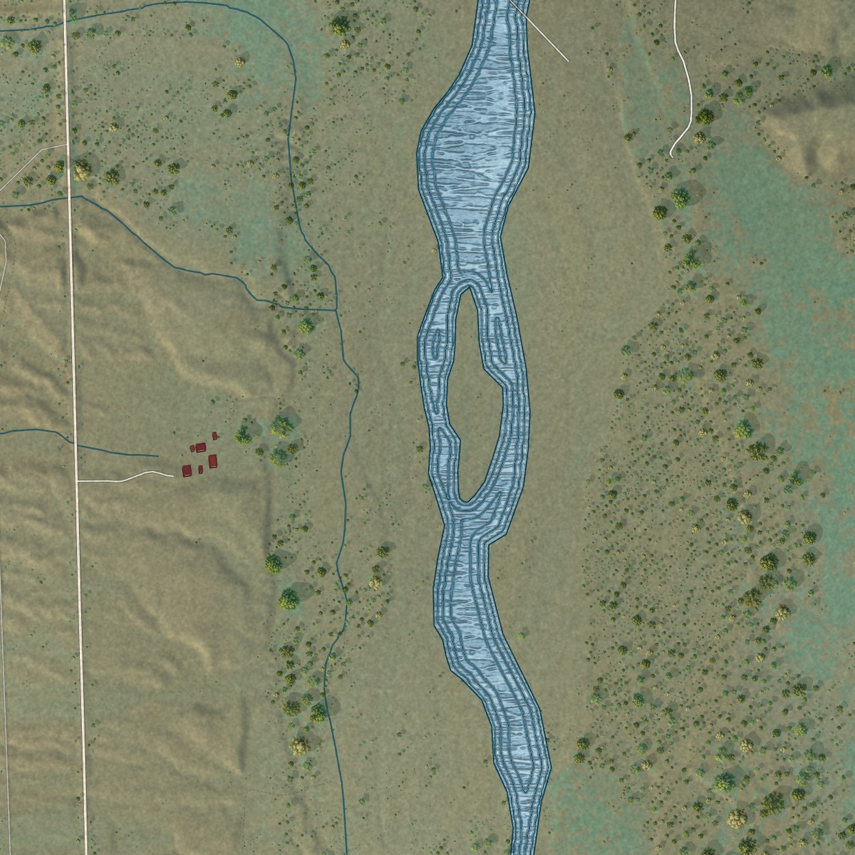 Second close-up of the map of Wikieup, Arizona print showing more streets and buildings