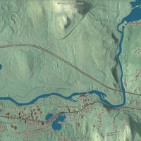 Close-up of the map of Wilbraham, Massachusetts print showing terrain and local geography
