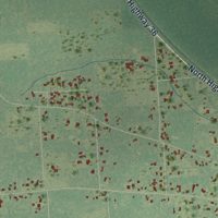 Second close-up of the map of Wild Peach Village, Texas print showing more streets and buildings