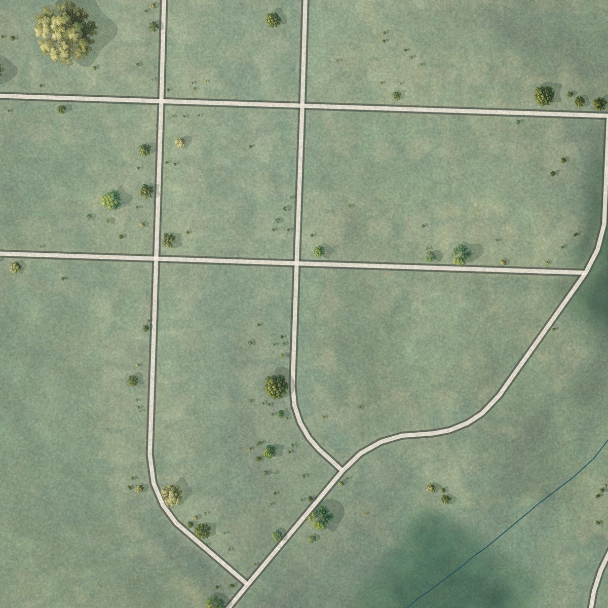 Second close-up of the map of Wildwood Forest, Georgia print showing more streets and buildings