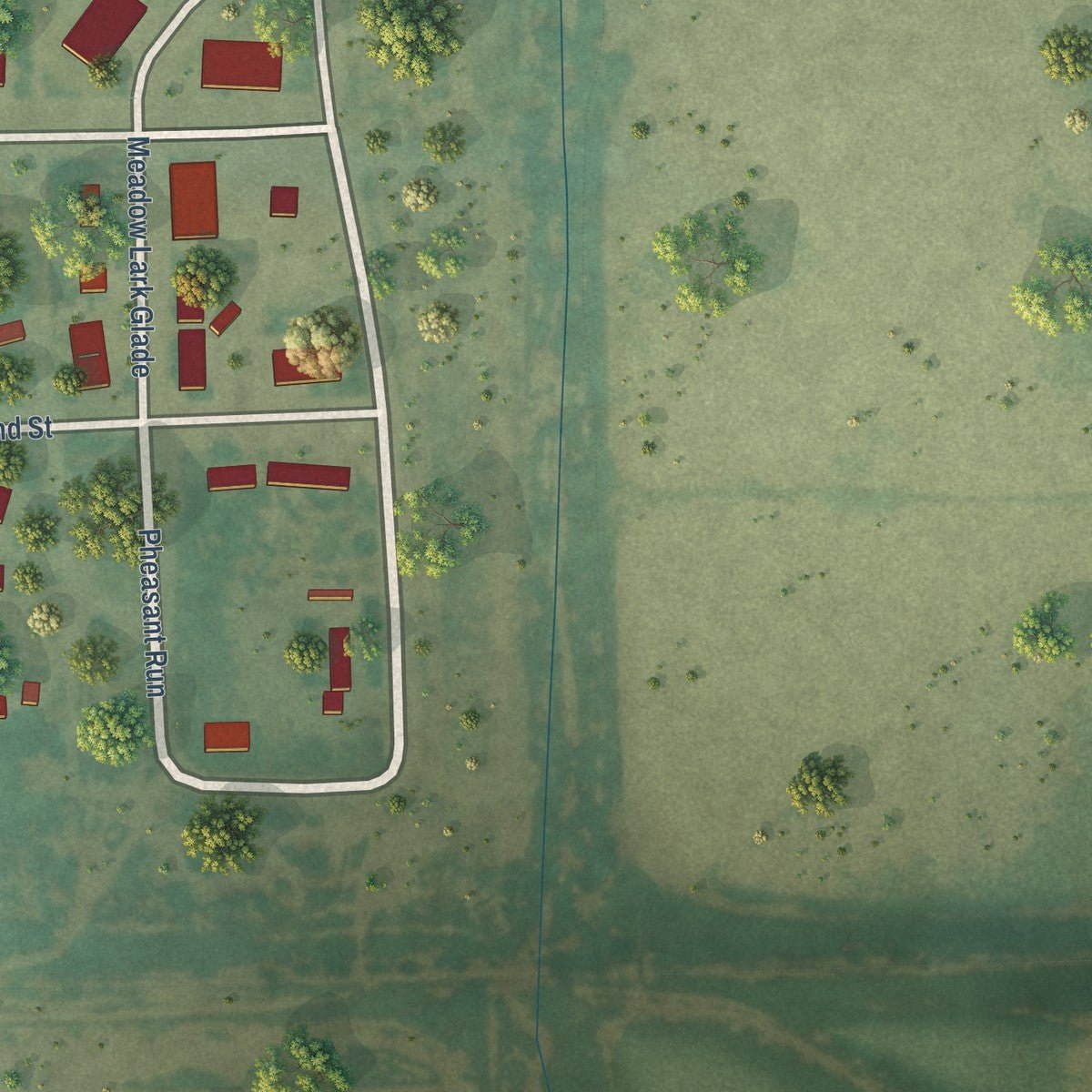Second close-up of the map of Wiley, Colorado print showing more streets and buildings