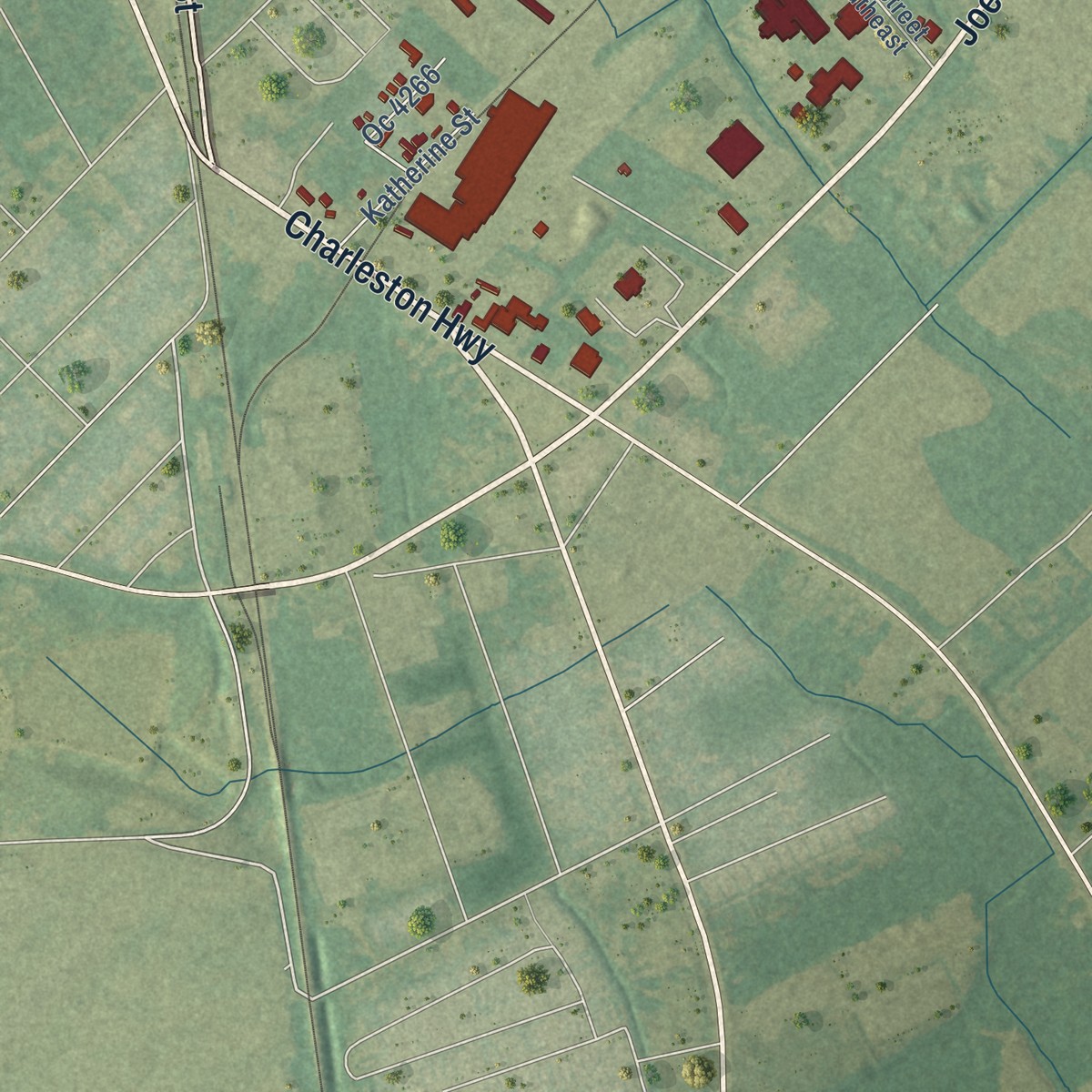 Second close-up of the map of Wilkinson Heights, South Carolina print showing more streets and buildings