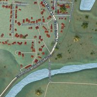 Second close-up of the map of Willamina, Oregon print showing more streets and buildings